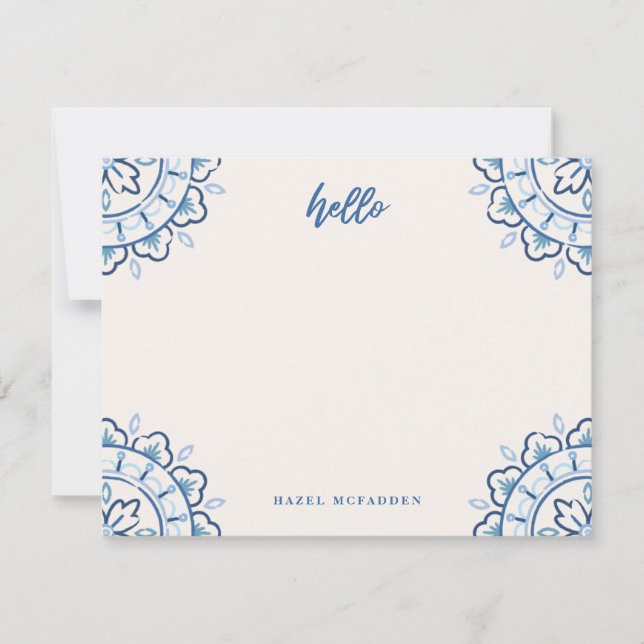 Chantilly Boho Mandala Stationery - Cobalt Card (Front)