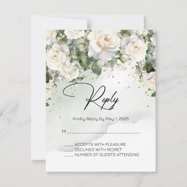 Chantilly Lace Roses mariage carte RSVP (Devant)