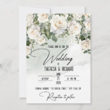 Chantilly Lace Roses Wedding Invitation