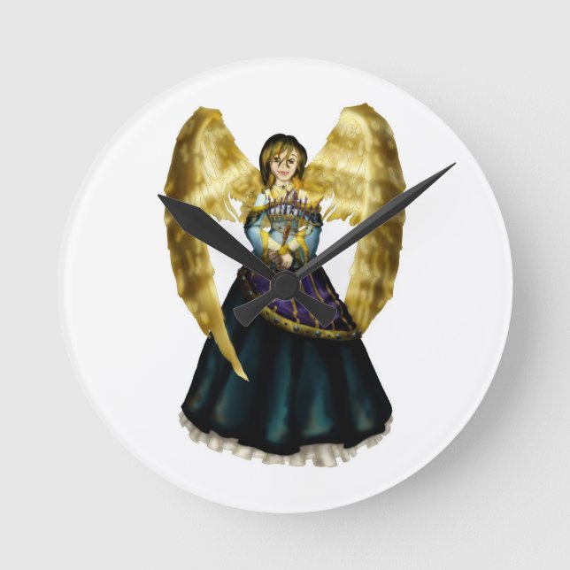 Chanukah Angel Round Clock (Front)