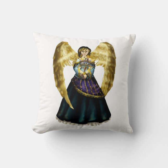 Chanukah Angel Throw Pillow (Front)