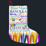Chanukah Collage and Rainbow Stars Small Christmas Stocking<br><div class="desc">Just in case you need a Chanukah stocking...  Here's one filled with symbols and holiday-related words. Personalize.</div>
