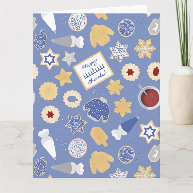Chanukah cookie party card (Front)