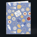 Chanukah cookie party card<br><div class="desc">I love the holidays,  and I love a good holiday pattern to get us into the holiday spirit! This whimsical cookie party inspired design is sure to bring joy to your holiday</div>