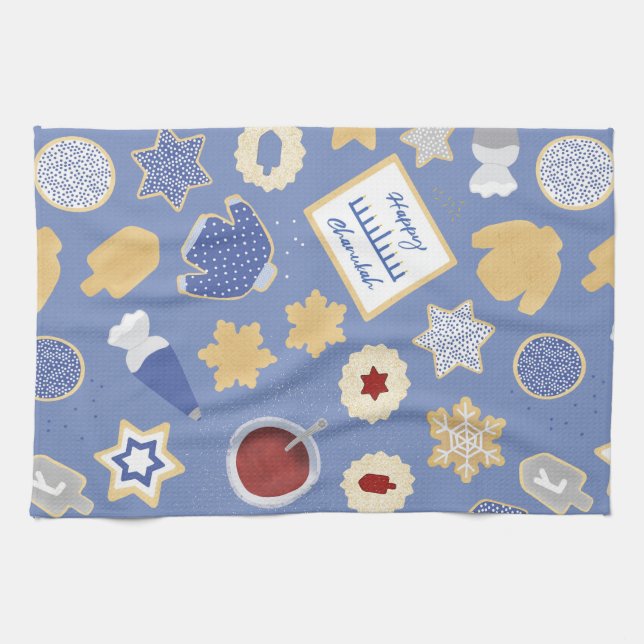 Chanukah cookie party kitchen towel (Horizontal)