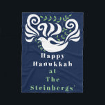 Chanukah Dove Stencil Fleece Blanket<br><div class="desc">Personalize "Chanukah Dove Stencil" Fleece Blanket/Small Personalize by deleting text and adding your own message. Choose your favourite font style, size, and colour. Background colour can be changed out. Design can also be added to blanket sizes, medium and large. Size: Fleece Blanket, 30"x40" It’s hard to cuddle by yourself. But...</div>