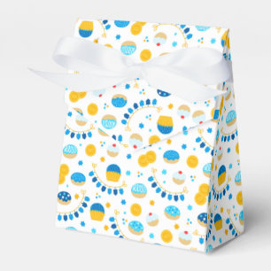 Chanukah Dreidels Doughnuts Gold Blue White Favor Box
