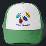 Chanukah Dreidels Trucker Hat<br><div class="desc">A Happy Chanukah gift featuring 4 dreidels with Hebrew letters which represent A Great Miracle Happened There!</div>