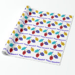 Chanukah dreidels wrapping paper<br><div class="desc">A Happy Chanukah wrapping paper for gifts featuring 4 dreidels with Hebrew letters which represent A Great Miracle Happened There!</div>