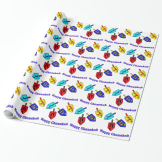 Chanukah dreidels wrapping paper