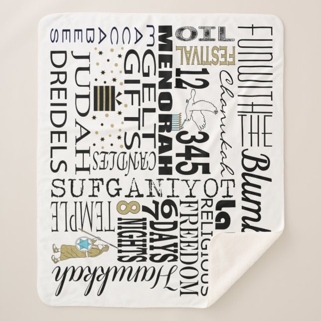 Chanukah Fun Words Sherpa Blanket/Medium Sherpa Blanket (Front)