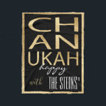 Chanukah Gold Fleece Blanket<br><div class="desc">Personalize "Chanukah Gold" Fleece Blanket/Small Design elements can be moved and resized. Personalize by deleting text, "happy, with, The Steins'" and adding your own message. Choose your favourite font style, size, and colour. Background colour can be changed out. Design can also be added to blanket sizes, medium and large. Size:...</div>