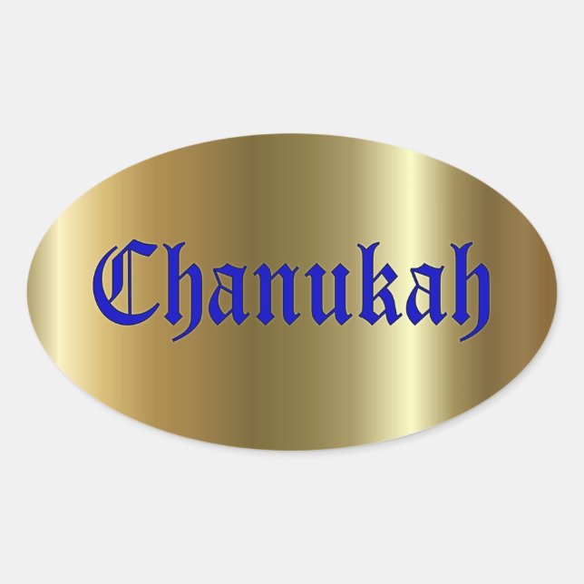 Chanukah Golden Blue Oval Sticker (Devant)