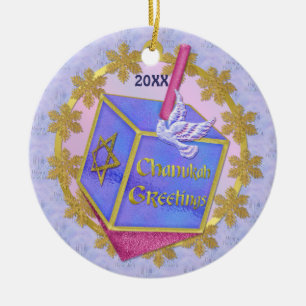 Chanukah Greetings Ceramic Ornament