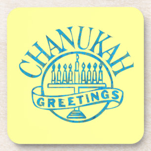 Chanukah Greetings Menorah Coaster