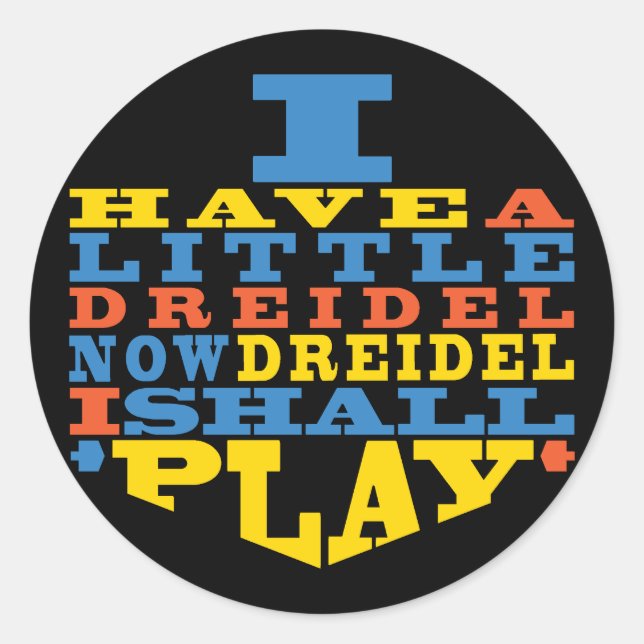 Chanukah/Hanukkah "Dreidel Play..." Stickers Round (Front)