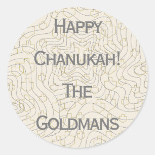 Chanukah/Hanukkah "Dreidels/Stars" Stickers Round