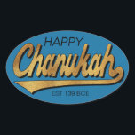 Chanukah/Hanukkah Retro Stickers OVAL<br><div class="desc">Chanukah/Hanukkah Retro Stickers OVAL. "Retro Happy Chanukah EST 139 BCE" I spell it, Chanukah is one of my favourite holidays. Have fun using these stickers as cake toppers, gift tags, favour bag closures, or whatever rocks your festivities! Personalize by deleting, "Happy" and "Est 139 BCE" and replacing with your own...</div>