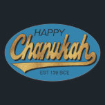 Chanukah/Hanukkah Retro Stickers OVAL<br><div class="desc">Chanukah/Hanukkah Retro Stickers OVAL. "Retro Happy Chanukah EST 139 BCE" I spell it, Chanukah is one of my favourite holidays. Have fun using these stickers as cake toppers, gift tags, favour bag closures, or whatever rocks your festivities! Personalize by deleting, "Happy" and "Est 139 BCE" and replacing with your own...</div>