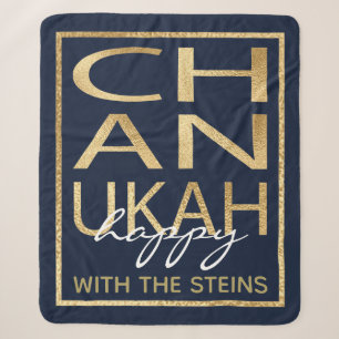 Chanukah Happy Gold Sherpa Blanket/Medium Blanket