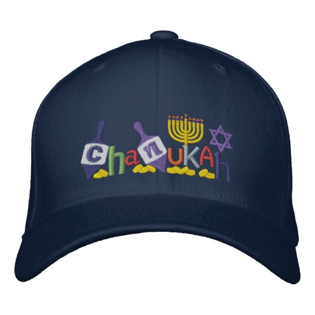 Chanukah Letters Embroidered Hat (Front)