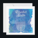 Chanukah Lights Holiday Card<br><div class="desc">A contemporary design with a blue, watercolor background and classic font that spells out "Chanukah Lights" over a white menorah. Vecteezy Jewish Candlesticks. The card is easy to customize with your wording, font, font colour, paper shape options and choice of six paper types. Not exactly what you're looking for? All...</div>