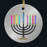Chanukah Menorah Ceramic Ornament<br><div class="desc">Have fun with these. Think themes! Play with background colours, add or delete text, and (for a bit of an extra fee) customize the back with images, colour, your logo / business info., etc.! These are also great for gifts or to use as the finishing touch of class on your...</div>