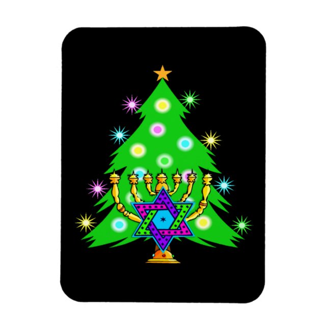 Chanukah Menorah Christmas Tree Magnet (Vertical)