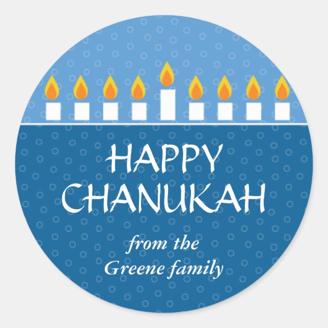 Chanukah Menorah Classic Round Sticker (Front)