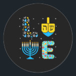 Chanukah Menorah Dreidel Icons Hanukkah Love Celeb Classic Round Sticker<br><div class="desc">Chanukah Menorah Dreidel Icons Hanukkah Love Celebration</div>