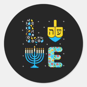 Chanukah Menorah Dreidel Icons Hanukkah Love Celeb Classic Round Sticker