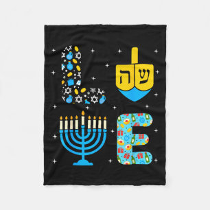 Chanukah Menorah Dreidel Icons Hanukkah Love Celeb Fleece Blanket