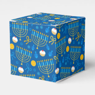 Chanukah Menorah Gelt Dreidel Blue Favor Box