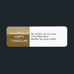Chanukah Menorah Return Address Label<br><div class="desc">Light the menorah and share your joy on Chanukah. A holiday message crowned by a fully-lit Chanukah menorah prints against panels of brown and tan with a subtle circle pattern. Available in alternate colours with matching postage,  photocards,  cards and stickers.   



 


com</div>