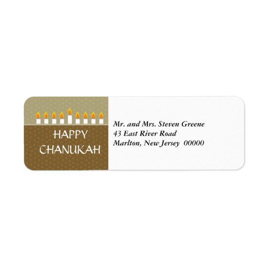 Chanukah Menorah Return Address Label
