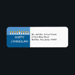 Chanukah Menorah Return Address Label<br><div class="desc">Light the menorah and share your joy on Chanukah. A holiday message crowned by a fully-lit Chanukah menorah prints against panels of brown and tan with a subtle circle pattern. Available in alternate colours with matching postage,  photocards,  cards and stickers.   



 



 


com</div>