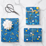 Chanukah Mixed Set of Dark Blue Patterns Wrapping Paper Sheet<br><div class="desc">Sometimes you just have a few items to wrap for Chanukah, and you don't want to buy a huge roll of Chanukah wrapping paper that will linger in your closet for years. This selection of three Chanukah wrapping paper sheets is perfect for wrapping a few gifts. Three separate sheets of...</div>