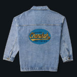 Chanukah Retro  Denim Jacket<br><div class="desc">Denim Jean Jacket "Hanukkah Retro" Personalize by replacing editable text with your own. Choose your favourite font style, size, and colour. Design elements can be transferred to other Zazzle products. Style: Women's Denim Jacket (Jean Jacket) This custom women's denim jacket is your personal fashion statement! Personalize it with your favourite...</div>