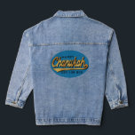 Chanukah Retro  Denim Jacket<br><div class="desc">Denim Jean Jacket "Hanukkah Retro" Personalize by replacing editable text with your own. Choose your favourite font style, size, and colour. Design elements can be transferred to other Zazzle products. Style: Women's Denim Jacket (Jean Jacket) This custom women's denim jacket is your personal fashion statement! Personalize it with your favourite...</div>