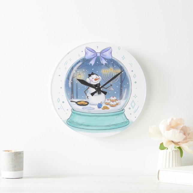 Chanukah Snow Globe Large Clock (Home)