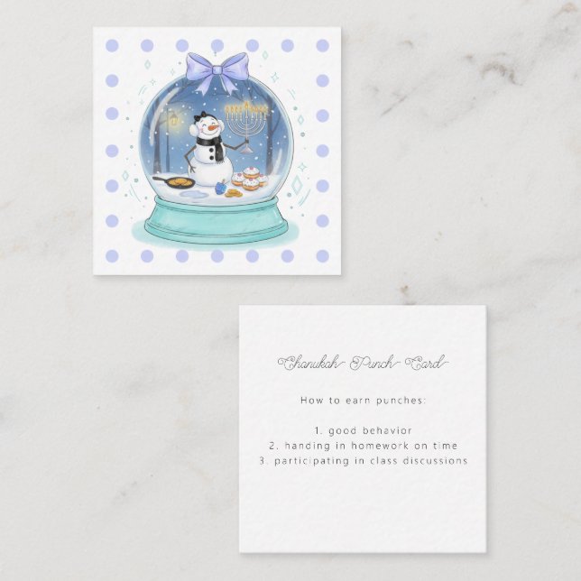 Chanukah Snow Globe Square Business Card (Front/Back)