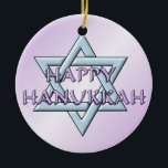 Chanukah Star of David Ceramic Ornament<br><div class="desc">Think themes! Play with background colours, add or delete text, and (for a bit of an extra fee added already here, but can be deleted) customize the back with images, colour, your logo / business info., etc.! These are also great for gifts or to use as the finishing touch of...</div>