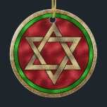Chanukah Star of David Ceramic Ornament<br><div class="desc">Think themes! Play with background colours, add or delete text, and (for a bit of an extra fee added already here, but can be deleted) customize the back with images, colour, your logo / business info., etc.! These are also great for gifts or to use as the finishing touch of...</div>