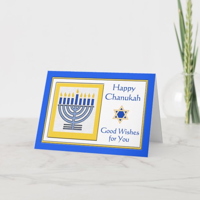 Chanukah Wishes with Contemporary Menorah Card (Front)