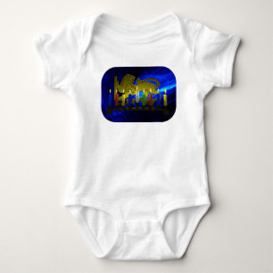 Chanukkah Brass Lion Menorah Baby Bodysuit