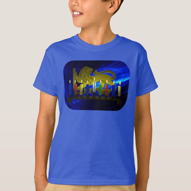 Chanukkah Brass Lion Menorah T-Shirt (Front)