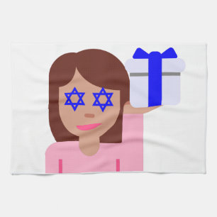 chanukkah hair flip emoji kitchen towel