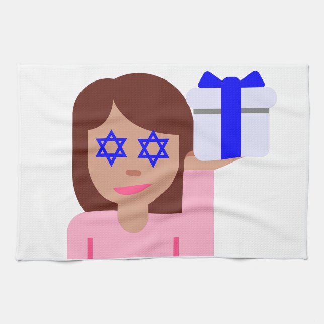 chanukkah hair flip emoji kitchen towel (Horizontal)