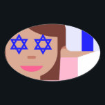 chanukkah hair flip emoji oval sticker<br><div class="desc">hanukkah, chanukkah, "hair flick emoji", emoji, "info girl emoji", "pink girl emoji", jewish, jew, hebrew, hannukah, channukah, "star of david"  kawaii "information emoji" pastel pink woman girl gift present</div>