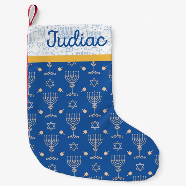 Chanukkah Joy Star of David Hanukkah Menorah Jew Small Christmas Stocking (Front)